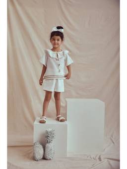 THE RIGHT CUT - White Linen Hand Embroidered Co-Ord Set
