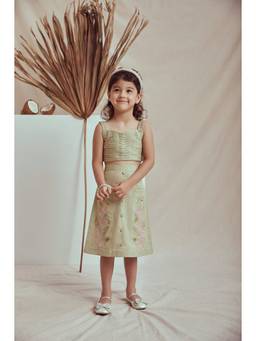 THE RIGHT CUT - Green Linen Hand Embroidered Co-Ord Set