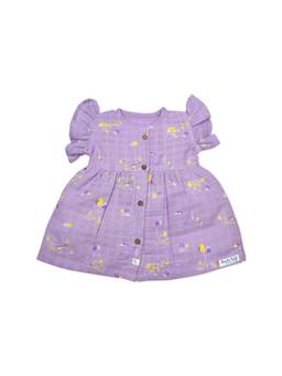 Honcho Baby - Frill Sleeve Muslin Cotton Girls Dress Lavender
