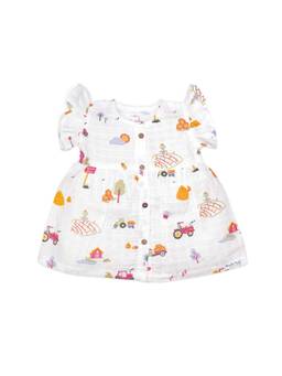 Honcho Baby - Frill Sleeve Muslin Cotton Girls Dress White