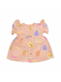 Honcho Baby - Frill Sleeve Muslin Cotton Girls Dress Orange