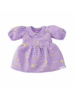 Honcho Baby - Puff Sleeve Muslin Cotton Dress With Bow Lavender