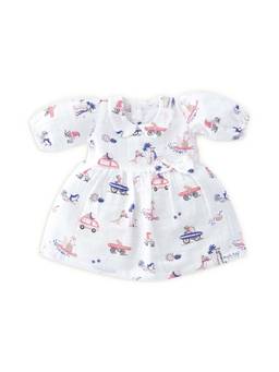 Honcho Baby - Puff Sleeve Muslin Cotton Dress With Bow White