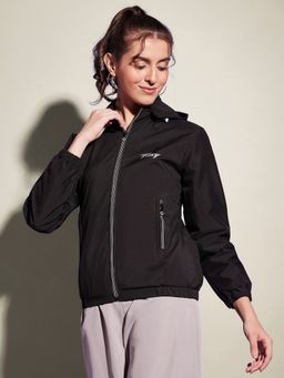 Buynewtrend - Black Waterproof Windcheater Jacket