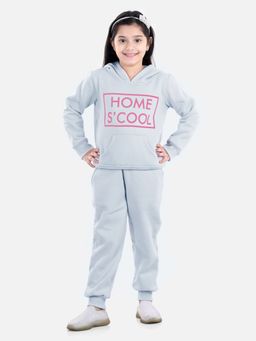 StyleStone - Girls Grey Printed Hooded T-shirt with Joggers