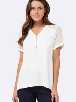 Forever New - Poppy Zip Front Tee