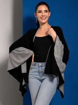 FabAlley - Black And Grey Colorblock Shrug