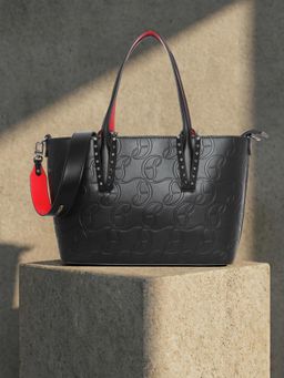 ESBEDA - Black Pu Textured Handbag with Detachable Strap