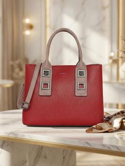 ESBEDA - Maroon Pu Solid Handbag with Detachable Strap