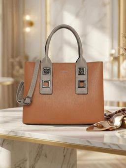 ESBEDA - Tan Pu Solid Handbag with Detachable Strap