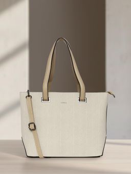 ESBEDA - Beige Pu Solid Handbag with Detachable Strap