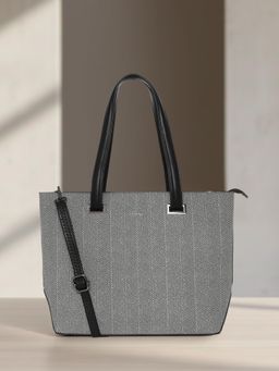 ESBEDA - Black Pu Solid Handbag with Detachable Strap