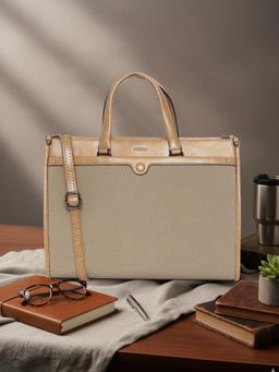 ESBEDA - Beige Pu Solid Handbag with Detachable Strap