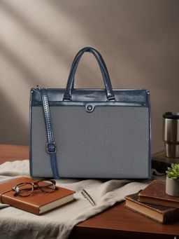 ESBEDA - Navy Blue Pu Solid Handbag with Detachable Strap