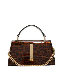 Aldo - Brown Synthetic Animal Print Handbag with Detachable Chain Strap and Strap