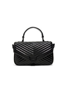 Call It Spring - Black Synthetic Textured Handbag with Detachable Strap