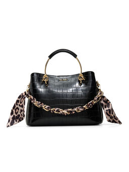 Aldo - Black Synthetic Textured Handbag with Detachable Strap