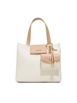 Aldo - Beige Synthetic Solid Handbag with Coin Pouch and Detachable Strap