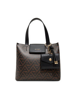 Aldo - Brown Synthetic Printed Handbag with Coin Pouch and Detachable Strap