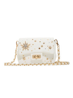 Aldo - White Synthetic Floral Slingbag with Detachable Strap