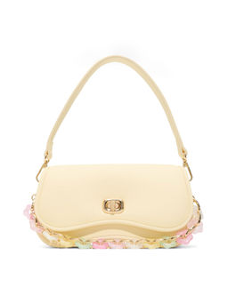 Aldo - Yellow Synthetic Solid Handbag with Detachable Chain Strap and Strap