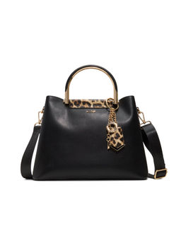 Aldo - Black Synthetic Animal Print Handbag with Detachable Strap
