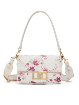 Aldo - White Synthetic Floral Handbag with Detachable Chain Strap and Strap