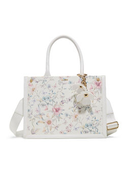 Aldo - White Synthetic Floral Handbag with Detachable Strap