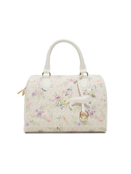 Call It Spring - White Synthetic Floral Handbag with Detachable Strap
