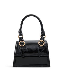 Call It Spring - Black Synthetic Solid Handbag with Detachable Strap