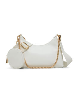 Call It Spring - White Synthetic Solid Slingbag with Detachable Strap