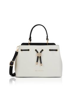 Lavie Signature - White Synthetic Leather Solid Handbag with Detachable Strap