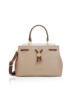 Lavie Signature - Beige Synthetic Leather Solid Handbag with Detachable Strap