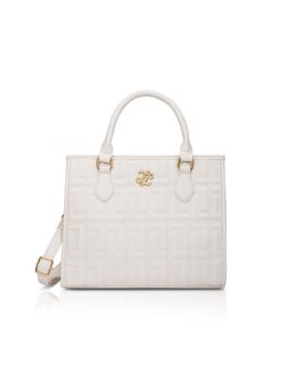 Lavie Signature - Off White Synthetic Leather Textured Handbag with Detachable Strap