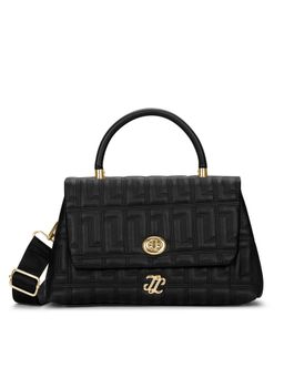 Lavie Signature - Black Synthetic Leather Textured Slingbag with Detachable Strap