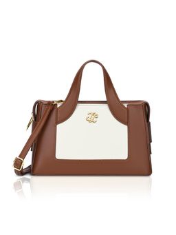 Lavie Signature - Tan Synthetic Leather Colorblock Handbag with Detachable Strap
