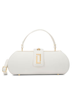 Lavie Luxe - Off White Synthetic Leather Solid Handheld Bag with Detachable Strap