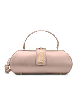 Lavie Luxe - Rose Gold Synthetic Leather Solid Handheld Bag with Detachable Strap