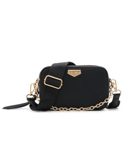 Aldo - Black Synthetic Solid Slingbag with Detachable Strap