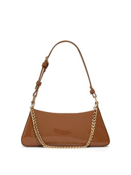 Aldo - Brown Synthetic Solid Handbag with Detachable Chain Strap and Strap