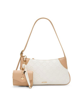 Aldo - White Synthetic Textured Handbag with Detachable Coin Pouch
