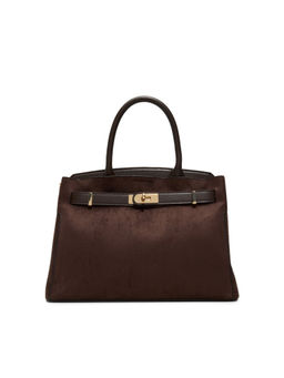 Call It Spring - Brown Textile Solid Handbag with Detachable Strap