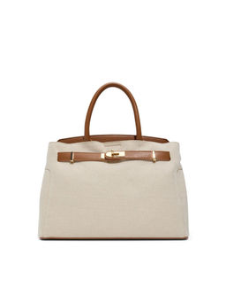 Call It Spring - Beige Textile Textured Handbag with Detachable Strap