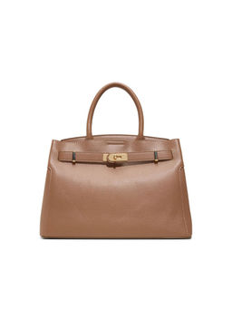 Call It Spring - Tan Synthetic Solid Handbag with Detachable Strap