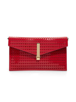 Aldo - Red Synthetic Textured Clutch with Detachable Chain Strap
