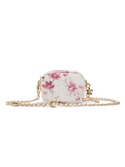 Aldo - White Synthetic Floral Slingbag with Detachable Strap