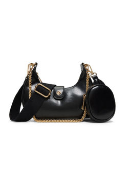 Call It Spring - Black Synthetic Solid Slingbag with Detachable Strap and Coin Pouch