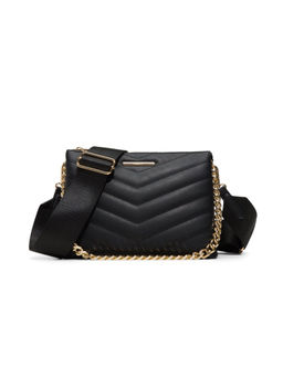 Aldo - Black Synthetic Textured Slingbag with Detachable Strap