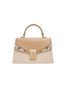 Aldo - Beige Synthetic Animal Print Handbag with Detachable Strap