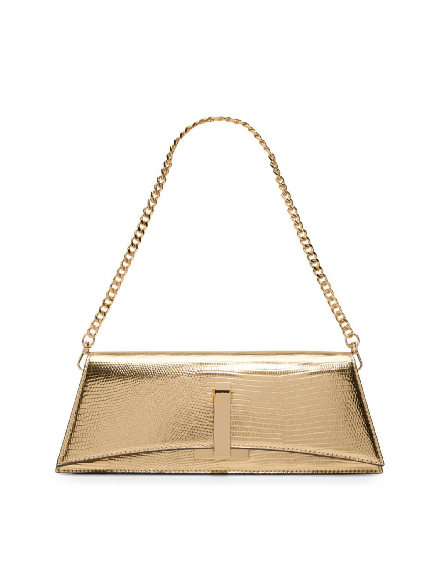 Gold Synthetic Solid Clutch